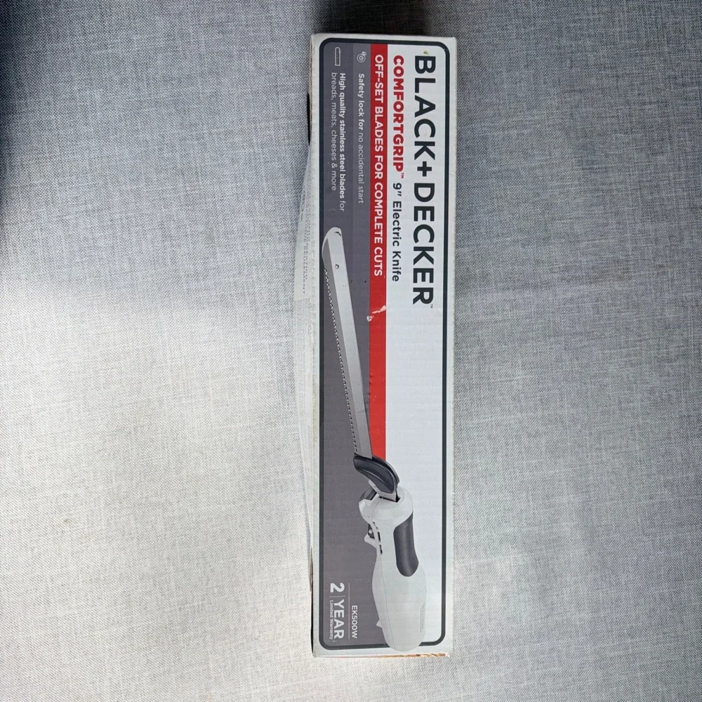 Black+Decker ComfortGrip 9 inch Electric Knife White Offset Blades Tested Works